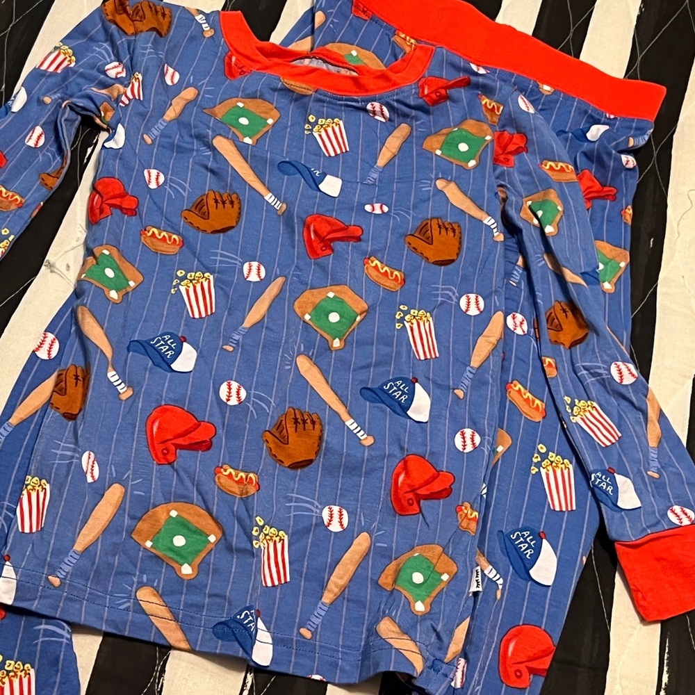 Little Sleepies Blue and Red Baseball Pajama Set